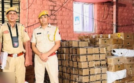मिट्टी के नीचे 'मैखाना': 22 चक्का ट्रेलर में चाईना क्ले के नीचे छिपाई 550 पेटी शराब जब्त