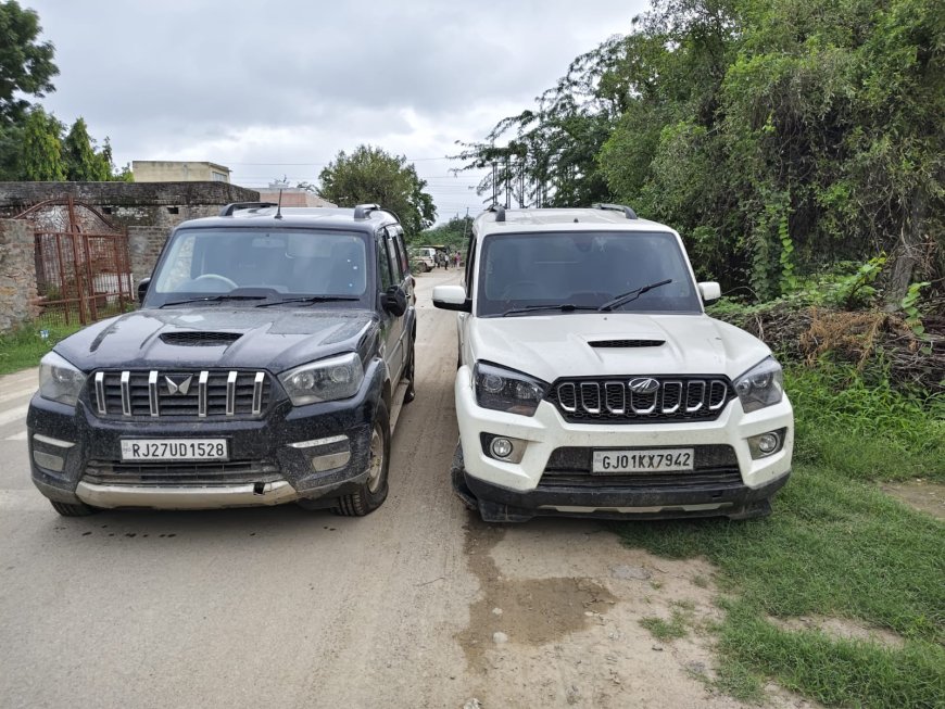 नाकाबंदी तोड़ भागे तस्कर: 1500 किग्रा डोडा पोस्त के साथ फॉर्च्यूनर और दो स्कॉर्पियो जब्त, आरोपी फरार