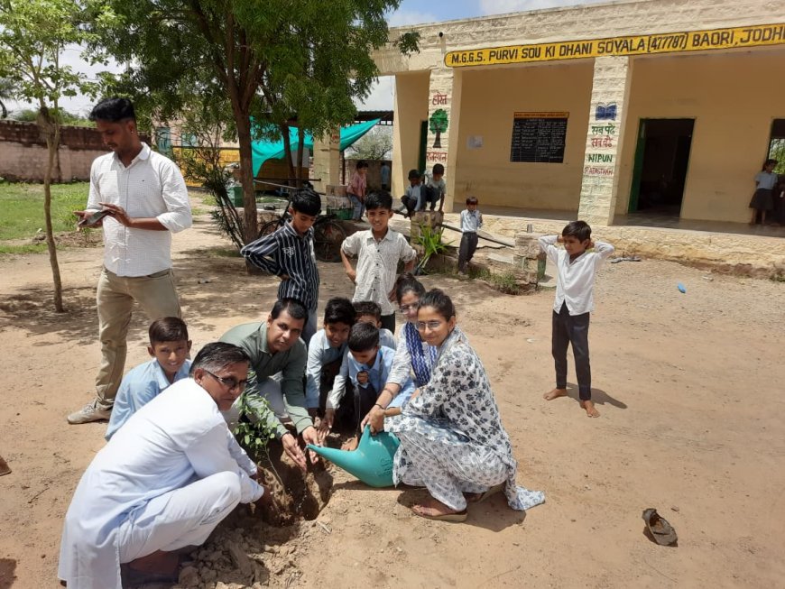 सोऊ की ढाणी विद्यालय में पौधारोपण व जियो टैगिंग कार्यक्रम आयोजित, भामाशाह ने भेंट किए सीसीटीवी कैमरे