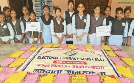 विद्यार्थियों ने अभिभावकों को लिखी मतदान जागरूकता पाती, 100% मतदान का दिया संदेश