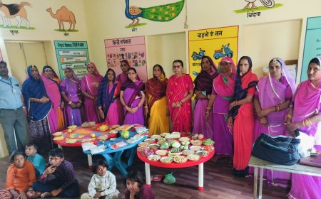 बिराई में 9वें पोषण पखवाड़े के तहत जागरूकता अभियान: आंगनबाड़ी केंद्र पर लगाई गई पौष्टिक आहार प्रदर्शनी