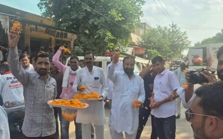 बड़ौदामेव में 'वडनगर-वाराणसी सेवा संकल्प यात्रा' का भव्य स्वागत, रामगढ़ विधायक सुखवंत सिंह ने किया अभिनंदन