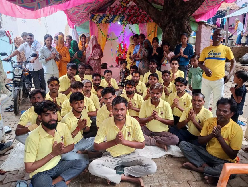 हलैना के पाली में गणेश महोत्सव का समापन: यमुना में विसर्जित की प्रतिमा, 31 युवाओं ने लिया नशामुक्ति का संकल्प