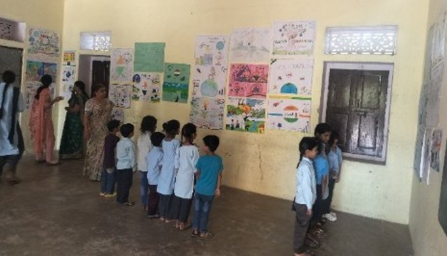 उदयपुरवाटी में 'विकसित भारत' चित्रकला प्रदर्शनी का आयोजन: पोस्टरों में चमकी विद्यार्थियों की कल्पनाशीलता और देशप्रेम