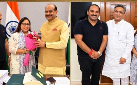 भरतपुर के सर्वांगीण विकास को लेकर निशा-यश अग्रवाल ने की भाजपा राष्ट्रीय महामंत्री सुनील बंसल और लोकसभा अध्यक्ष ओम बिरला से शिष्टाचार भेंट