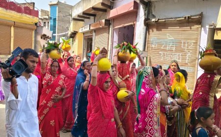 लक्ष्मणगढ़ में भव्य श्रीमद्भागवत कथा का शुभारंभ; निकाली गई कलश यात्रा