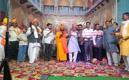 अलावडा में रामलीला के 35वें भव्य आयोजन का शंखनाद: मुख्य अतिथि कुलदीप शर्मा ने किया उद्घाटन, राधा-कृष्ण की मनमोहक झांकियों ने बांधा समां