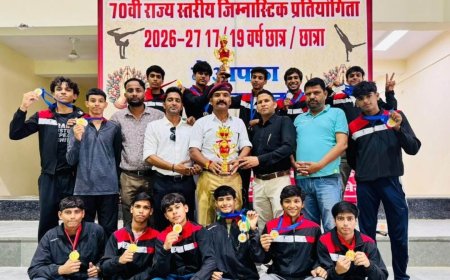 70वीं राज्यस्तरीय जिमनास्टिक्स प्रतियोगिता: 17 वर्ष छात्र वर्ग में भीलवाड़ा बना चैंपियन, 19 वर्ष वर्ग में उपविजेता