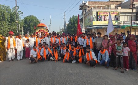 माता खीमज के जयकारों से गूंजा तखतगढ़: सोलंकी वंशज घांची समाज की 9वीं पैदल संघ यात्रा भीनमाल तलेटी के लिए धूमधाम से रवाना