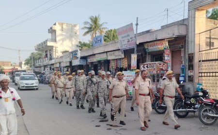 तखतगढ़ में आगामी पंचायतीराज चुनाव को लेकर पुलिस अलर्ट: सुरक्षा का जायजा लेने के लिए ग्रामीण इलाकों में निकाला फ्लैग मार्च