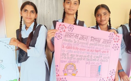 चावण्डिया स्कूल में मतदाता जागरूकता पोस्टर प्रतियोगिता आयोजित, छात्रों ने मारी बाजी