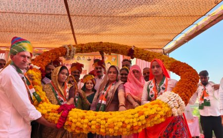 खेरली-सौंखर पंचायत समिति क्षेत्र में कांग्रेस की जनसभा, वरिष्ठ नेताओं ने किया संबोधित