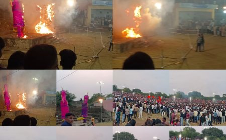 उपनगर पुर में धूमधाम से मनाया गया दशहरा पर्व, धू-धू कर जला रावण का पुतला