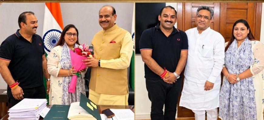 भरतपुर के सर्वांगीण विकास को लेकर निशा-यश अग्रवाल ने की भाजपा राष्ट्रीय महामंत्री सुनील बंसल और लोकसभा अध्यक्ष ओम बिरला से शिष्टाचार भेंट