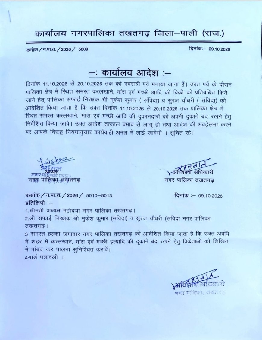 नवरात्रि पर बड़ा फैसला: अगले 10 दिनों तक मांस-मछली की दुकानों पर लगा ताला, आदेश न मानने वालों पर गिरेगी गाज!
