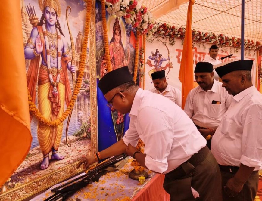 चौरीचौरा में RSS का भव्य पथ संचलन, घोष की धुन पर कदमताल करते निकले स्वयंसेवक