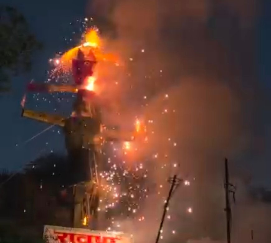 उदयपुरवाटी में नांगल नदी पर धू-धू कर जला 31 फीट का रावण, दादूपंथी सेना ने दिखाए पारंपरिक करतब