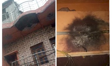 आकाशीय बिजली गिरने से दो मजिला  मकान क्षतिग्रस्त,विद्युत उपकरण व ट्रांसफार्मर जले