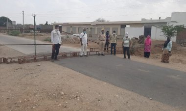 महिला के कोरोना पॉजिटिव आने पर पुलिस द्वारा गांव की सीमा को किया सील