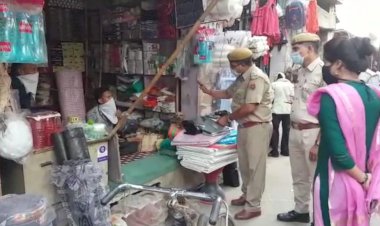बिना मास्क पहने दुकानदारो पर तहसीलदार और पुलिस प्रशासन ने कार्यवाही करते हुए  लगाया जुर्माना