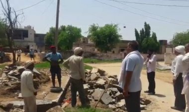 बूढ़वाल ग्राम पंचायत के भूपसेड़ा गाॅव में चारागाह भूमि का सीमाज्ञान किया