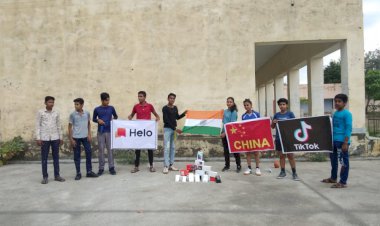 लाड़ो स्पोर्ट्स एकेडमी भीलवाड़ा और स्वदेशी खेल ड्रॉप रो बॉल एसोसिएशन द्वारा चीन का झंडा फूंका