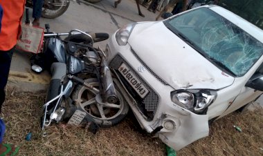 गोविंदगढ़ जालूकी मार्ग पर बाइक और कार की टक्कर में तीन घायल, अलवर रैफर