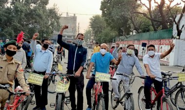 साईकिल रैली से गूंजा मास्क ही वैक्सीन का संदेश सुमंगल सेवा संस्थान एवं जाॅन कमेटी  के सदस्यो ने निभाई सहभागिता