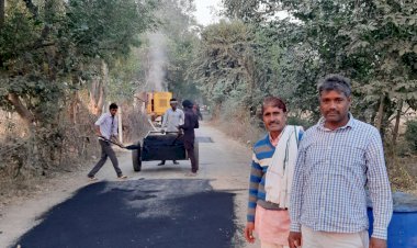 ग्राम थाना राजाजी से मांडल बास  को जाने वाली सड़क का निर्माण कार्य शुरू