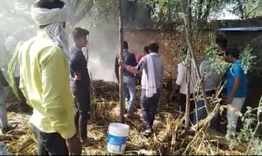 दातलौठी में आग से तीन ट्रॉली कडबी जलकर हुई खाक