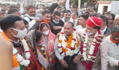 नगर पालिका खेडली में भाजपा के संदेश खंडेलवाल बने वाइस चेयरमैन,मनाया जीत का जश्न
