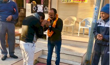 क्रीड़ा भारती ने किया  शारीरिक शिक्षक मुकेश कुमावत का अभिनंदन