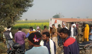 गौवंश को ले जा रहा ट्रक अनियंत्रित होकर पलटा ,पुलिस कर रही थी पीछा- गौतस्कर फरार
