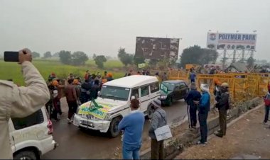 भारतीय किसान यूनियन एकता  संगठन के जुड़े किसान टीकारी बॉर्डर से ट्रेक्टर ट्राली सहित शाहजहाँपुर बॉर्डर पर पहुँचे