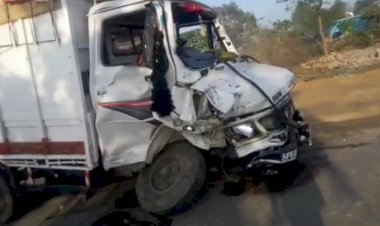 बेकाबू मिनी ट्रक की टक्कर से कार सवार एक युवक की मौत ,चार घायल, समोगर पुल के पास की घटना