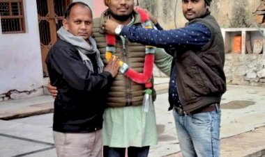 युवा मोर्चा के विपुल शर्मा को चूरू जिले का प्रभारी बनाए जाने पर किया सम्मानित