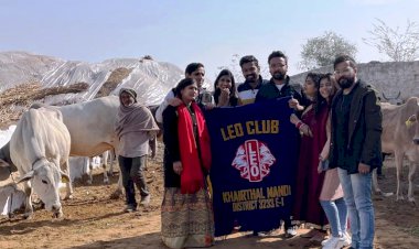 लियो क्लब खैरथल मंडी ने गोशाला में गायों को गुड़ व चारा खिला कर किया श्रमदान