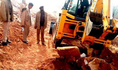 पुलिस व खनिज विभाग की जॉच मेेें छुपा है अवैध खनन व ब्लास्टिंग का राज, गांधानेर के पहाड का मामला