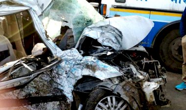 कार और रोडवेज बस की हुई आमने-सामने भिड़ंत में दो लोगों की मौत 3 घायल