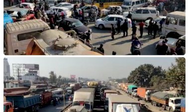 बहरोड़ में NH 8 पर पूरी तरह जाम, स्कूल बसें और बच्चे फंसे, सर्विस लेन पर उल्टे सीधे दिशा में अटके वाहन
