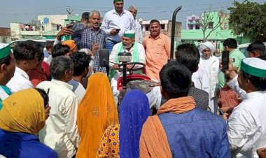 राष्ट्रीय नेता राकेश टिकेट के खेड़ली मोड़ पहुँचने पर किसान नेता जगदीश बौराज ने किया भव्य स्वागत