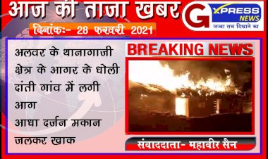 थानागाजी क्षेत्र के धौलीदांती गांव में लगी आग, आधा दर्जन मकान जलकर खाक
