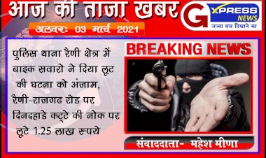 रैणी-राजगढ रोड दिन दहाड़े बाइक सवारों ने दिया 1.25 लाख की लूट की घटना को अंजाम ,