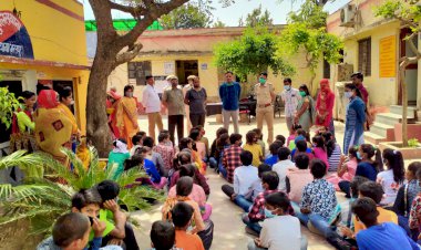 बच्चो को पुलिस ने बाल अधिकारो व पुलिस प्रणाली की दी जानकारी