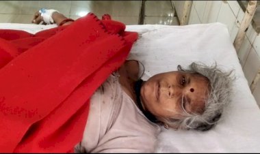 पैर फिसलने से तालाब में गिरी वृद्धा, हुई घायल