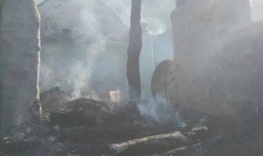 छप्परपोश मकान में लगी आग घरेलू सामान जलकर हुआ राख