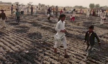 खलियानो मे आग लगने ने फसल जलकर हुई राख