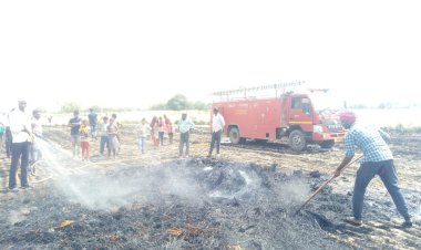 अज्ञात कारणों के चलते कुम्हेर और सजौला में लगी आग, फसल जलकर हुई खाक