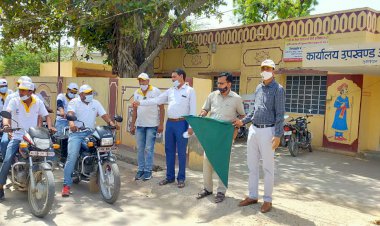 कौशल विकास शिक्षा समिति बड़ौदामेव के सौजन्य से कोरोना जनजागृति का शुभारंभ उपखंड अधिकारी दिखाई हरी झंडी