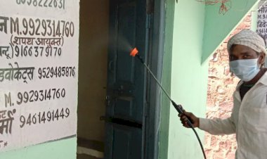 बयाना में नगर पालिका ने कराया सैनेटाइजर का छिडकाव